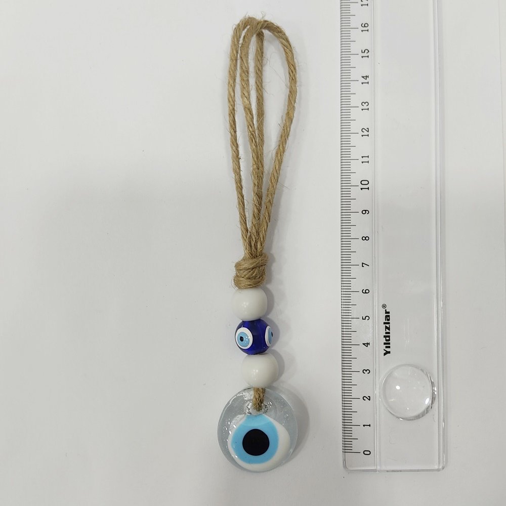 Mini İpli Beyaz Nazar Boncuğu