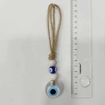 Mini İpli Beyaz Nazar Boncuğu