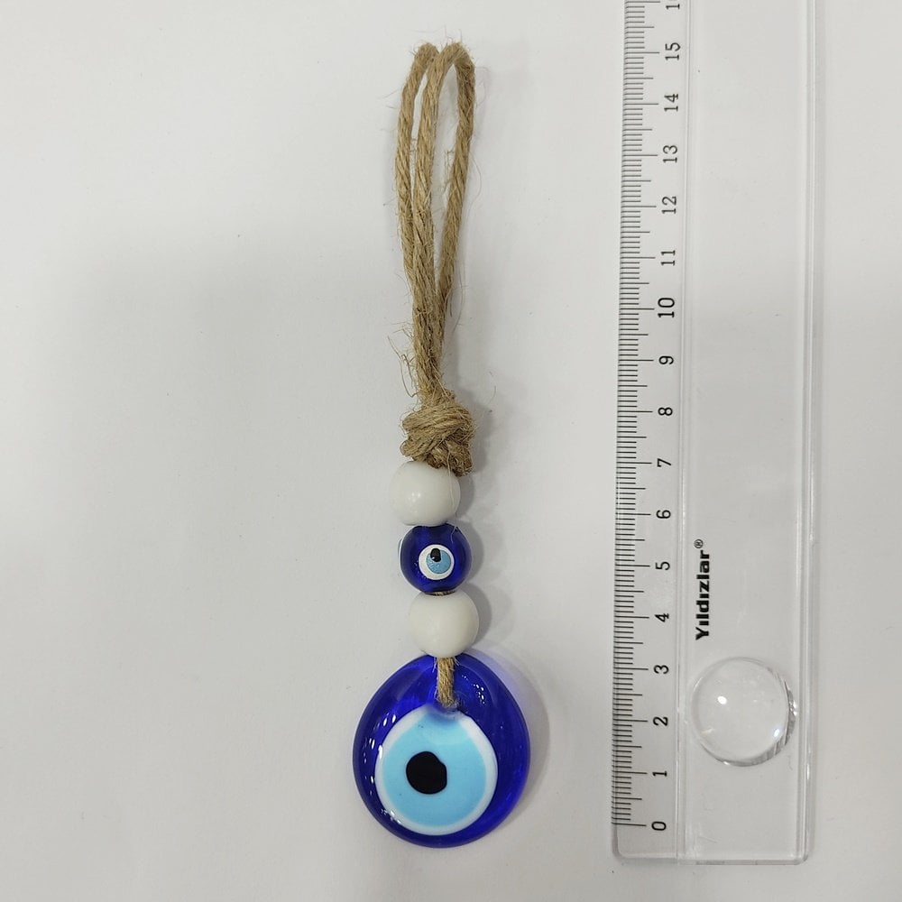 Mini İpli Beyaz Nazar Boncuğu