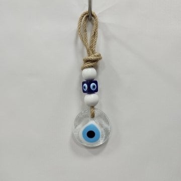 5 Cm İpli Beyaz Nazar Boncuğu